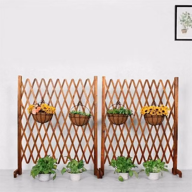 Nordara Wood Expandable Garden Trellis Fence for Climbing Plants, Brown, W: 120 cm, H: 88 cm – 1