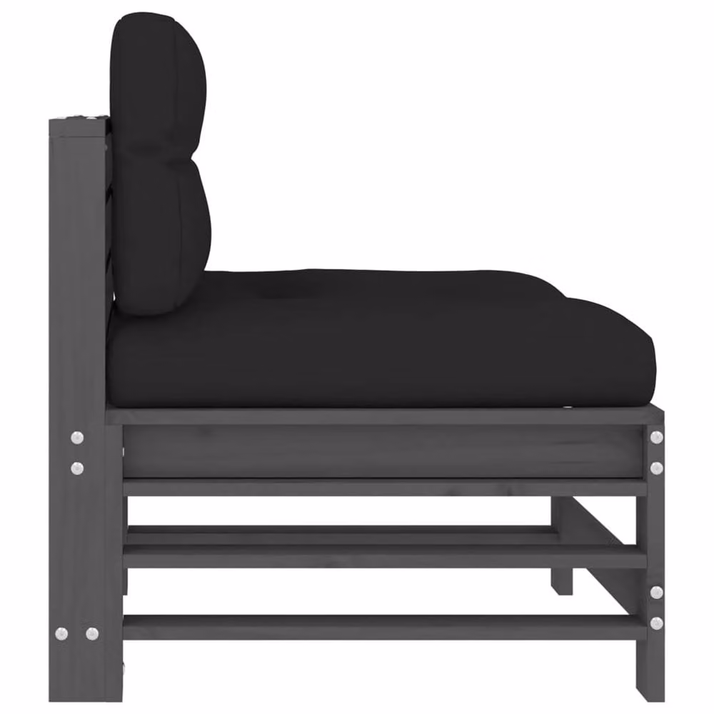 Berkfield Home 2-Seater Outdoor Sofa Set with Cushions in Grey Solid Pine Wood – 6