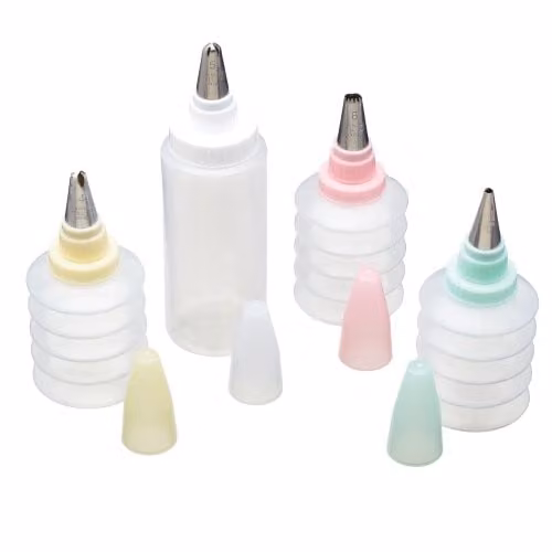 KitchenCraft Cookie and Cupcake Decorating Kit in White and Multicolour with Piping Bag and Nozzles