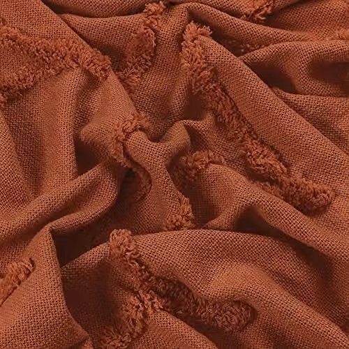 Furn Jakarta Woven Cotton Tufted Tasselled Throw in Pink, W: 130 cm, L: 180 cm – 2