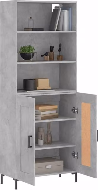 Berkfield Home Modern Highboard in Concrete Grey with Hinged Doors and Internal Shelves, W/D/H: 69.5 x 34 x 180 cm