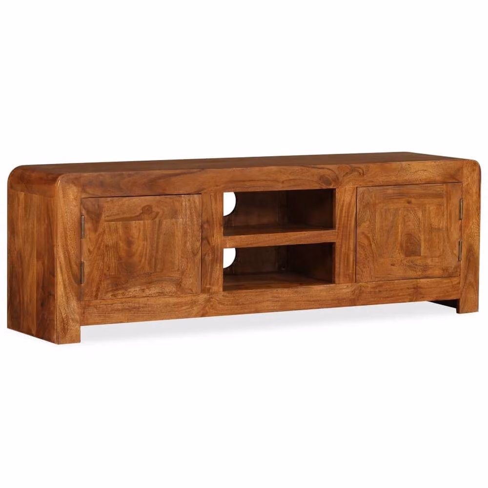 Berkfield Home Solid Acacia Wood TV Cabinet in Brown with Honey Finish, W/D/H: 120 x 40 x 30 cm – 2