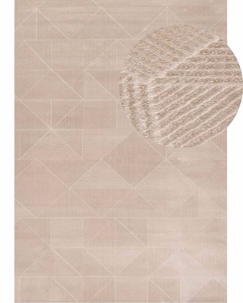 THE RUGS Carmel Geometric Modern Beige Rug & Runner, W: 80 cm, L: 300 cm – 2