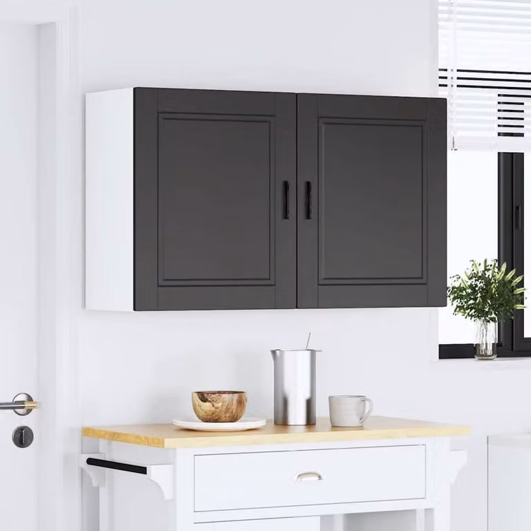 Berkfield Home Porto Black Modern Kitchen Wall Cabinets, Set of 2