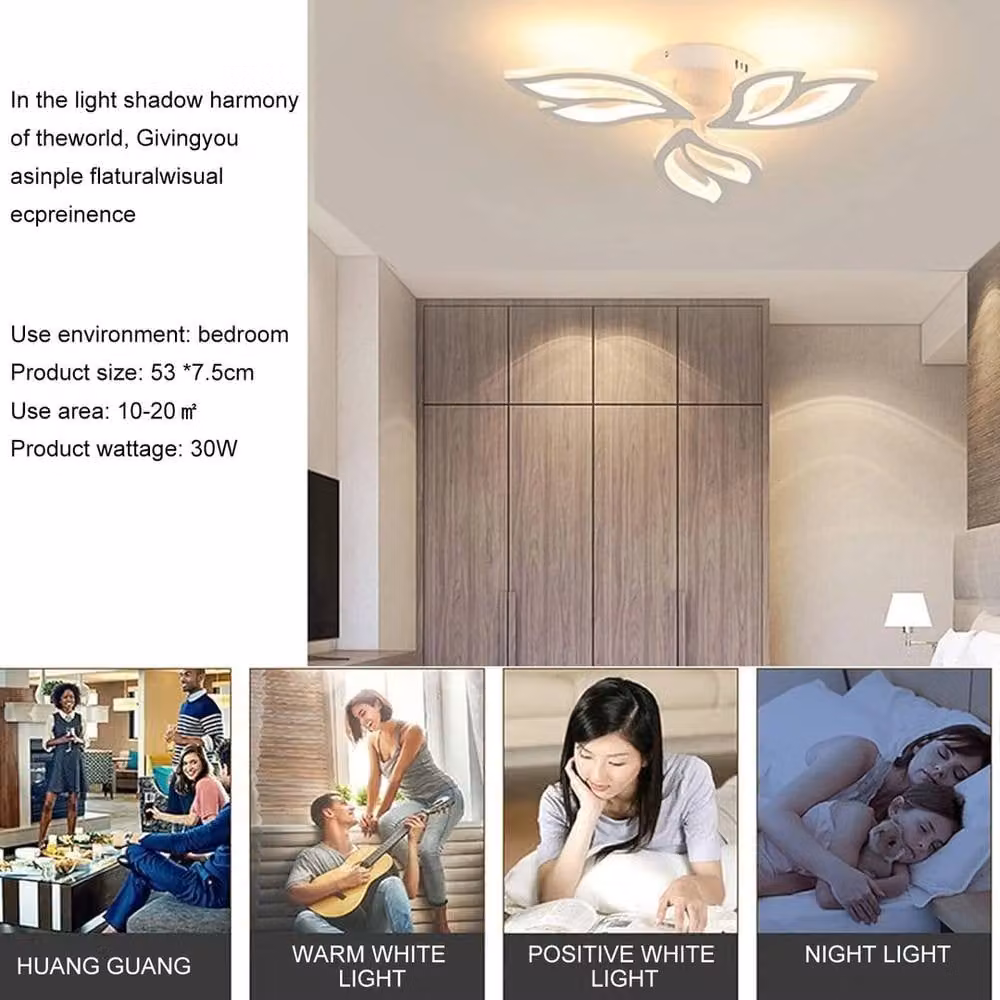 Nordara White Modern LED Ceiling Light with Remote Control and Dimmable Function – 3