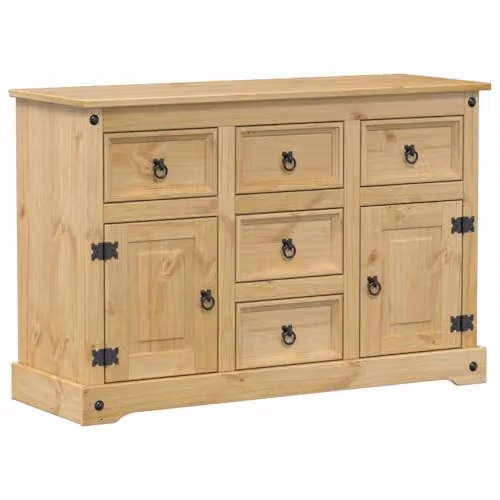 vidaXL Rustic Solid Wood Pine Sideboard and Storage Cabinet in Brown, Red or Beige – 1