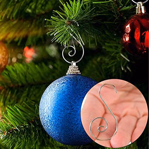 SHATCHI 40-Piece Silver Metal Swirl S Hooks for Christmas Tree Baubles and String Lights – 2