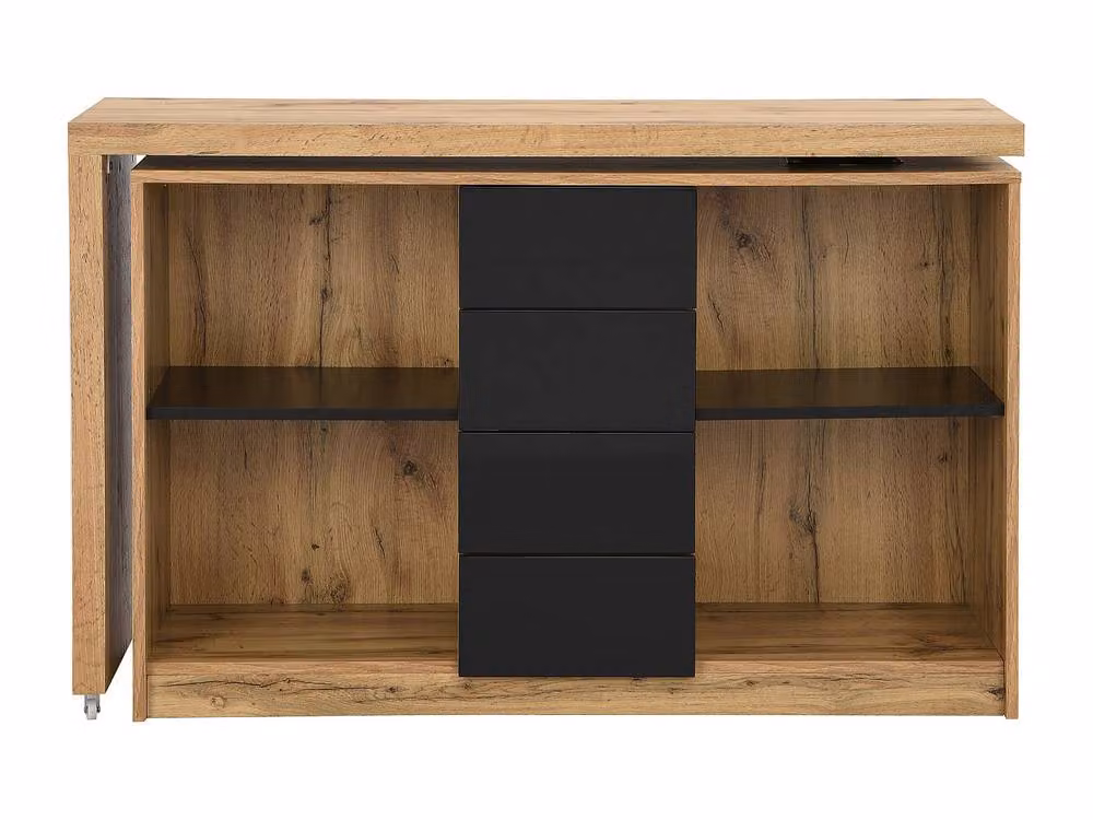 PAVELO Extendable Corner Desk with 360 Degree Swivel Top in Black and Brown MDF, W/D/H: 120 x 76.5 x 75 cm – 3
