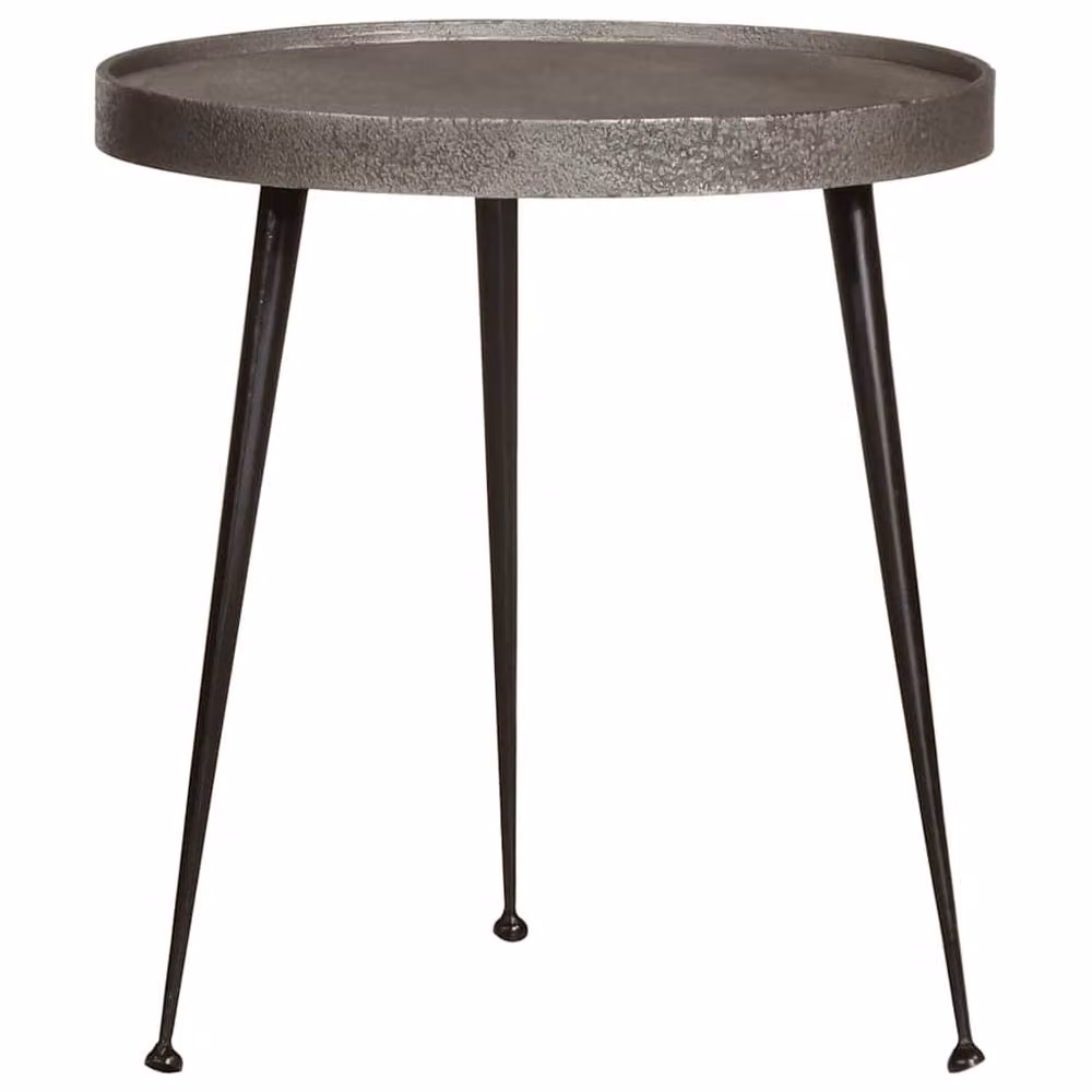 Berkfield Home 3-Piece Silver Nested Coffee Table Set with Round Matt MDF and Metal Tops – 3