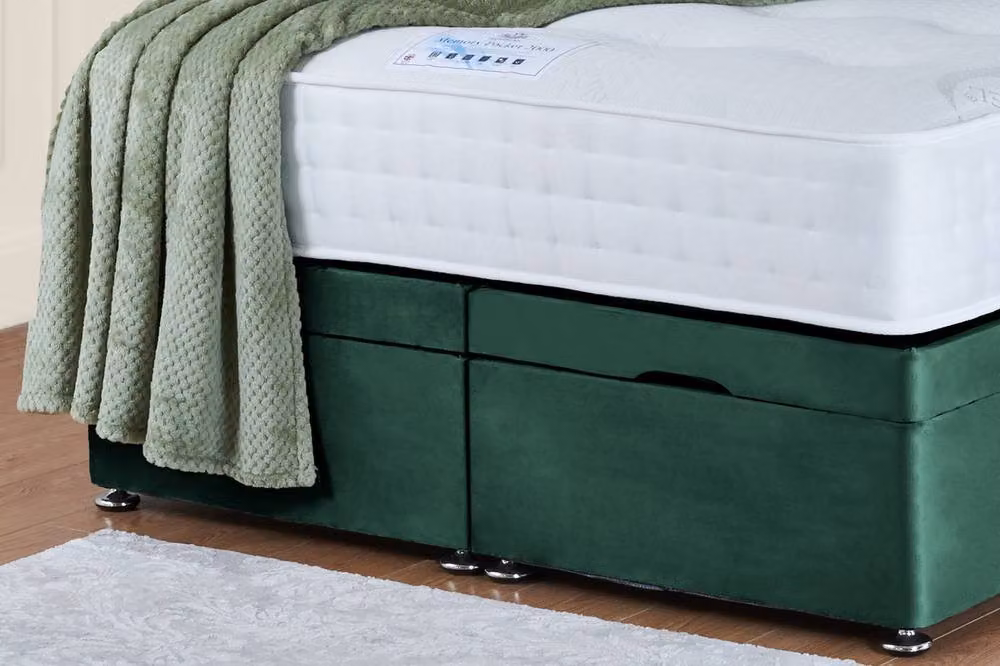 UK Bed Furniture Victoria End Lift Divan Ottoman Bed with 54 Inch Headboard, Green Velvet Fabric, W/D/H: 180 x 200 cm – 3