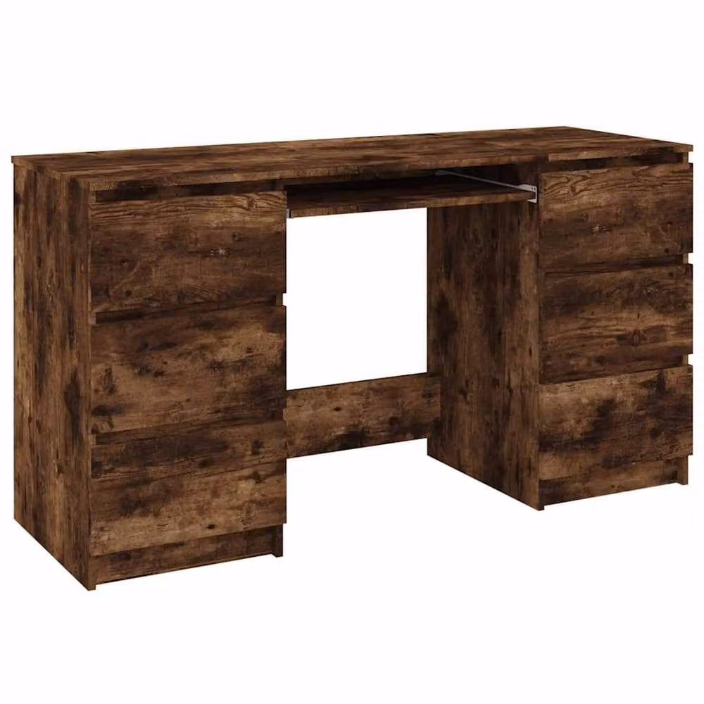 Berkfield Home Decorative Writing Desk in Smoked Oak Brown, W/D/H: 140 x 50 x 77 cm – 3