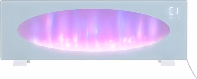 Living Star White Glass Freestanding and Wall Mounted Electric Fireplace