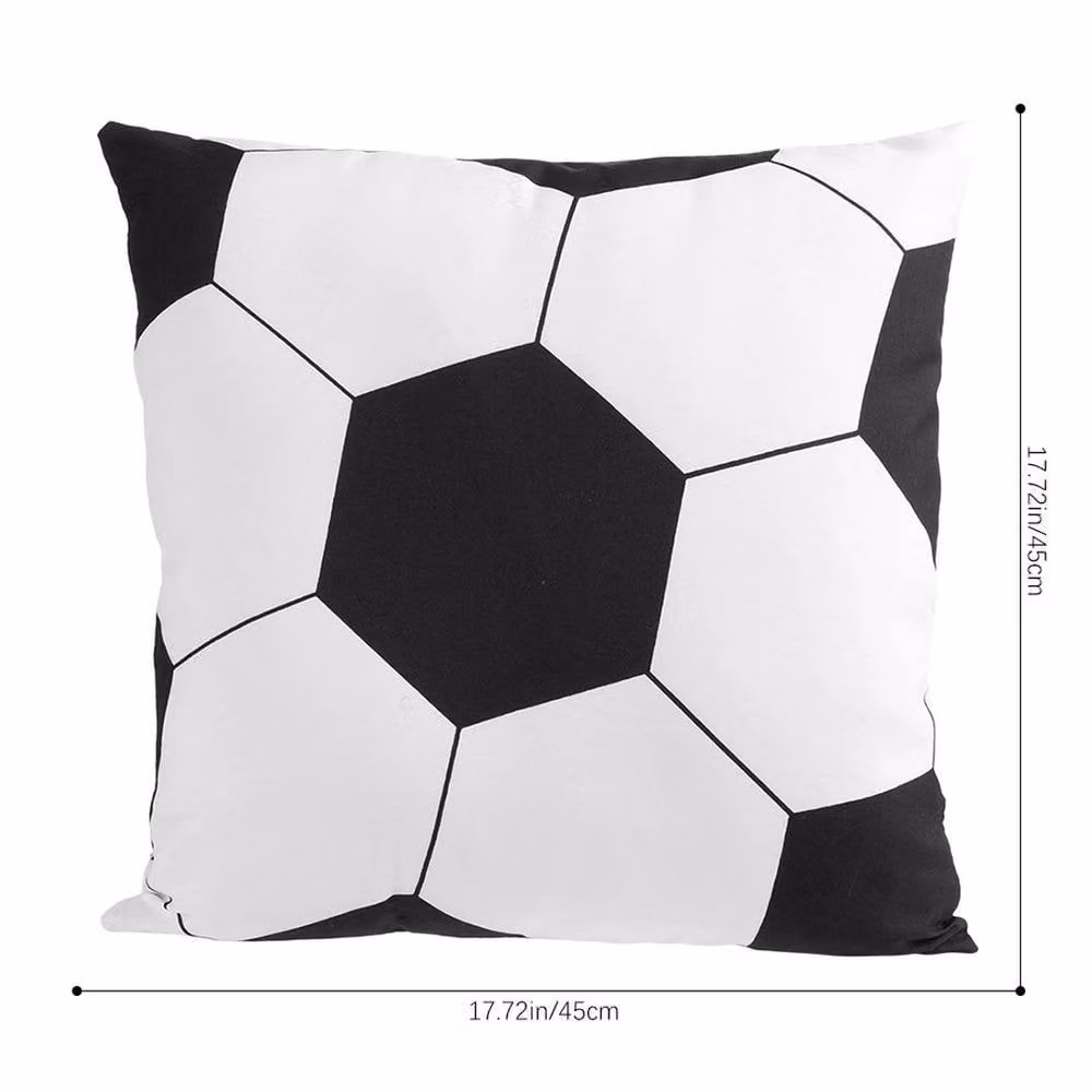 NESTLUNE 4-Piece Football Cushion Covers in White, Polyester Soccer Decor, W/H: 120 x 90 cm – 3