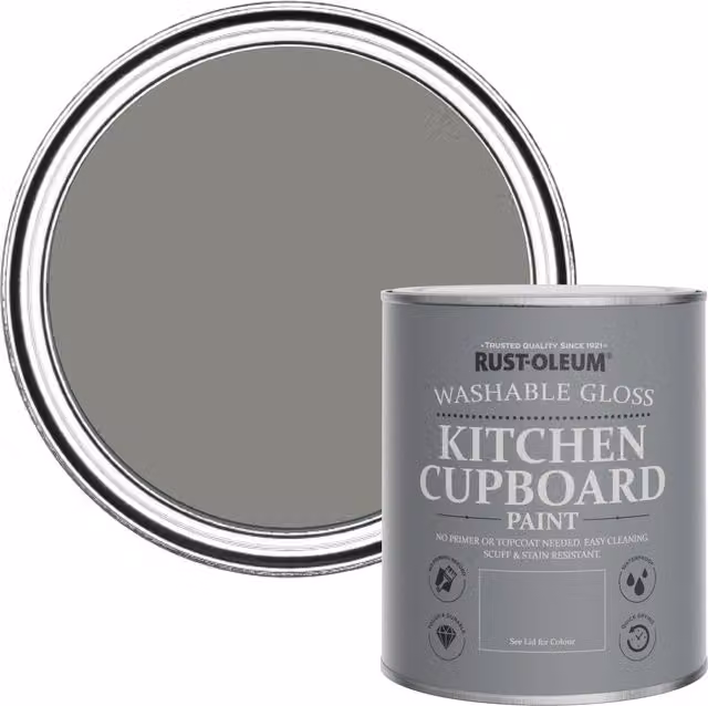 Rust-Oleum Kitchen Cupboard Paint in Gloss Finish, Art School Grey, 0.75 l
