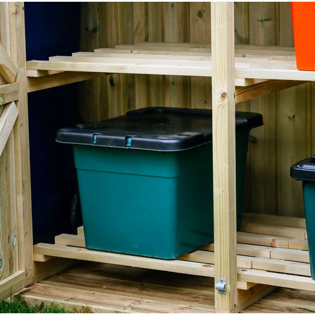 Buttercup Farm Shireburn Bin Store in Brown, Fits 1x 180L/240L Wheelie Bins and 6x Boxes, W/D/H: 124.0 x 80.4 x 120.0 cm – 3