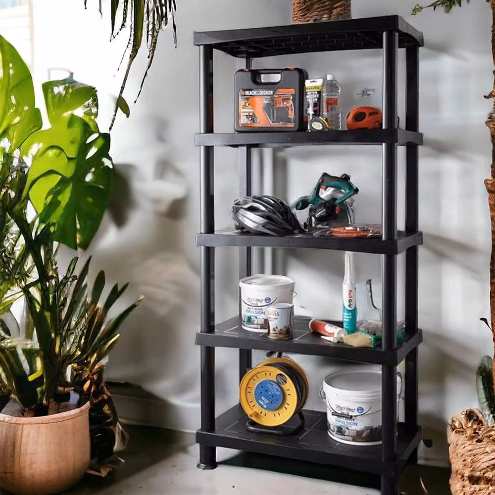 FORGEVIO 5 Tier Plastic Shelving Pack of 2 in Black – 2