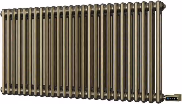 Alpha 2 Column Electric Radiator in Gold Steel, H: 116.4 cm, W: 60 cm