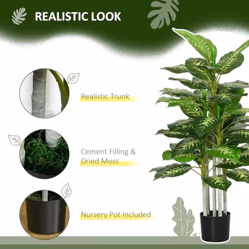 HOMCOM Artificial Evergreen Tree in Green with Black Pot, Height: 120 cm – 3