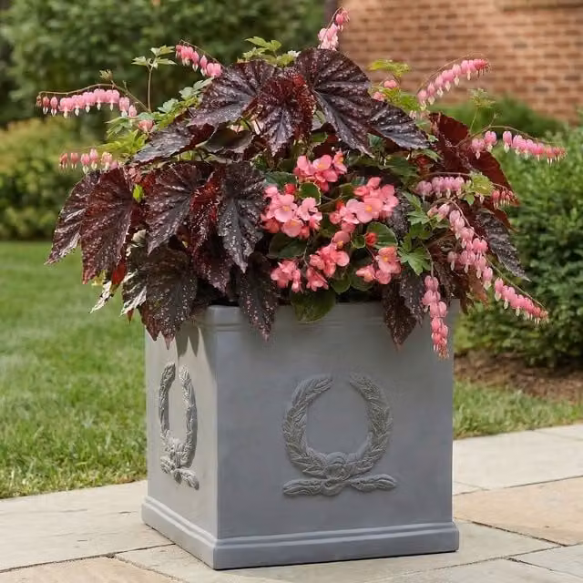 Idealist Set of 2 Square Garden Planters in Grey Concrete, 45 cm