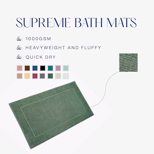 Christy Supreme Luxury 100% Cotton Towelling Bath Mat in Green, W/D/H: 90 x 50 x 0.5 cm – 4