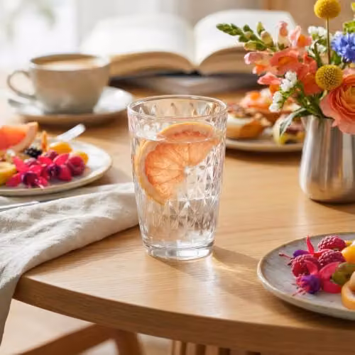 LAV Artemis Geometric Highball Glasses, Set of 6, Transparent, 415ml – 2