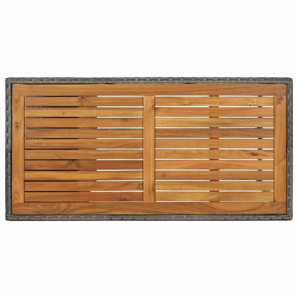 Berkfield Grey Poly Rattan Home Bar Table with Acacia Wood Storage Rack, W/D/H: 120 x 60 x 110 cm – 4
