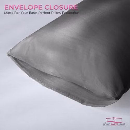 Snug City Home Sweet Home UK Grey Cotton Housewife Pillowcase Pair, 200 Thread Count, W: 48 cm x L: 74 cm – 3