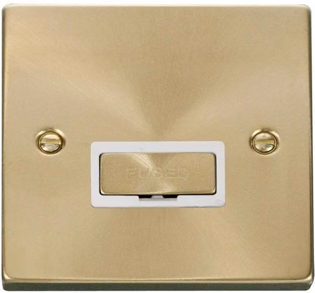 SE HOME Satin Brushed Brass 13A Fused Ingot Connection Unit with White Plate