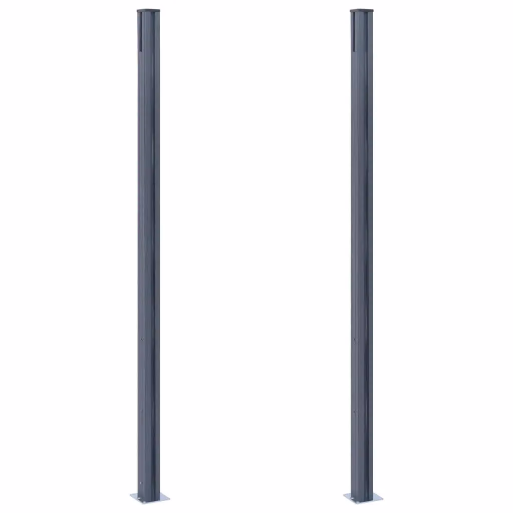 Berkfield Home Rectangular Aluminium Fence Posts, 2 Pack, Anthracite Grey, Height: 185 cm – 2