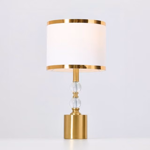 Livingandhome Classic Table Lamp with Gold Base and White Fabric Shade