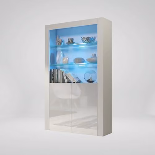 Creative Furniture Modern White Display Cabinet with Glass Doors and Integrated Lighting – 4
