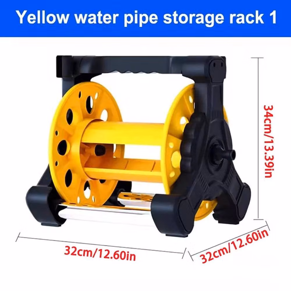 SPETLEK Freestanding Garden Watering Hose Reel Holder in Yellow – 2