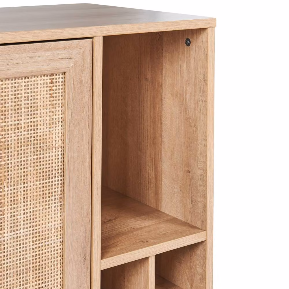 Wyld Haus Wyld and Coco Boho Style Sideboard with Wine Rack and Wicker Rattan Fronts in Brown – 3