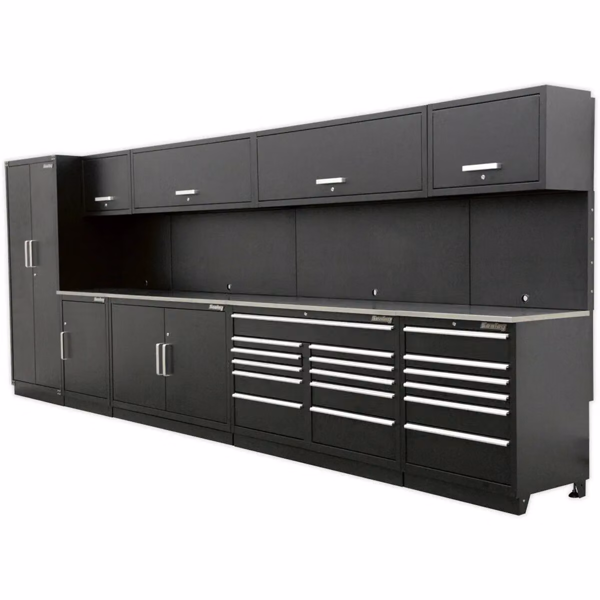 Loops Modular Garage Storage System in Silver Stainless Steel with Hinged Doors and Internal Drawers – 3