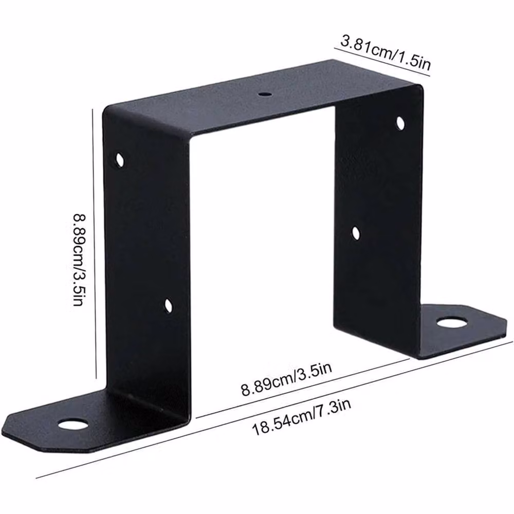 Nordara 4-Piece Heavy Duty U-Shaped Connector Bracket for Fence Panels, Black – 2