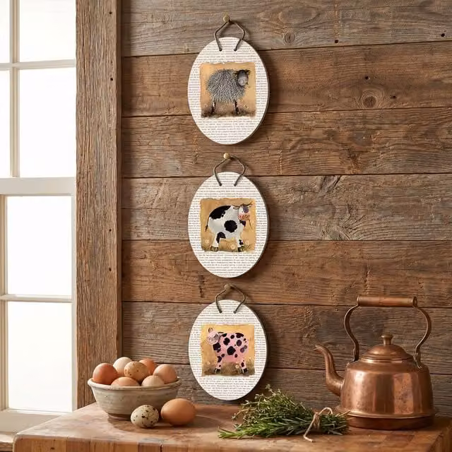 Orsina Assorted Farm Animal Wall Decor Plaque in White