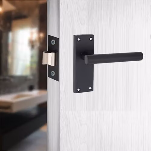 Golden Grace Victorian Straight Door Handles with Latch, 1 Pair, Matt Black Zinc – 3