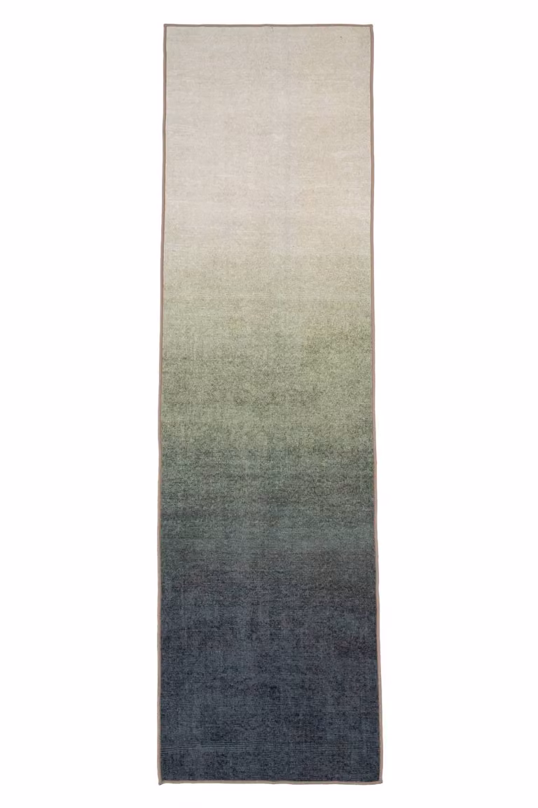 Kukoon Green Ombre Modern Transitional Washable Hallway Runner Rug, W: 60 cm, L: 240 cm