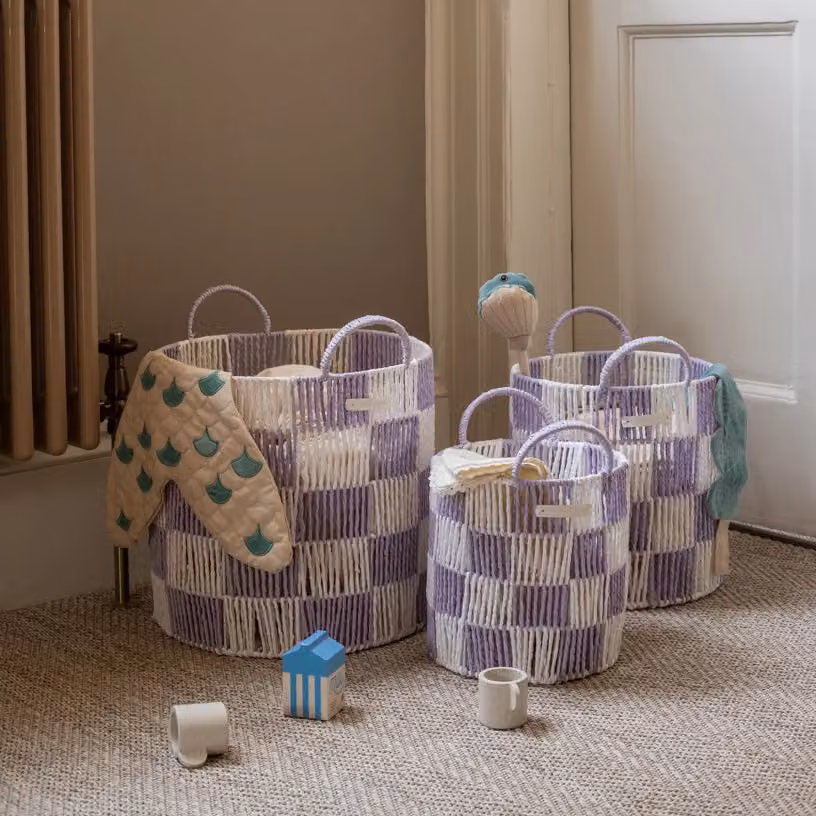 Avery Row Purple Open Weave Checkerboard Storage Basket Set of 3 – 2