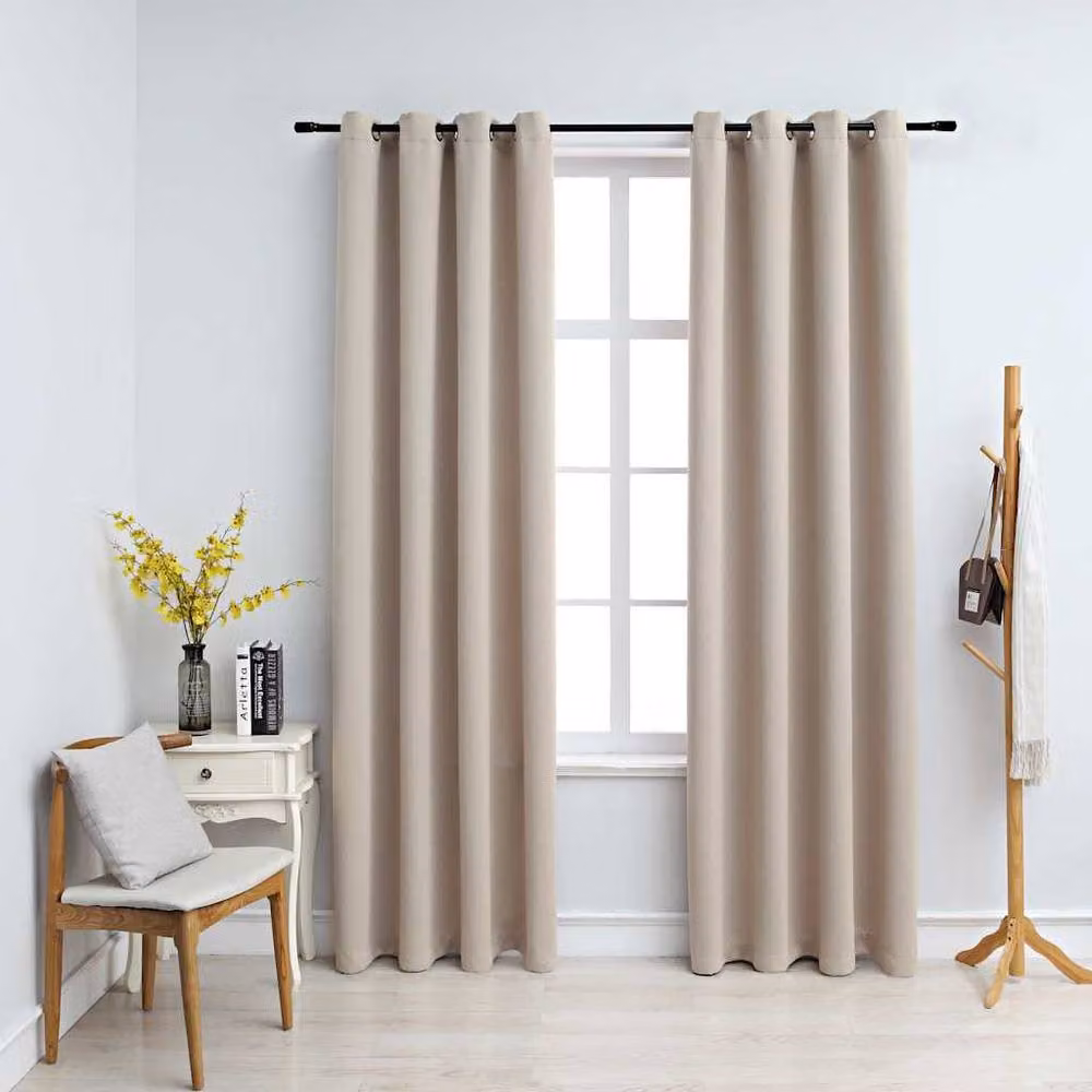 Berkfield Home Blackout Curtains with Eyelets, 2 Pack, Beige, W: 140 cm, H: 225 cm – 2