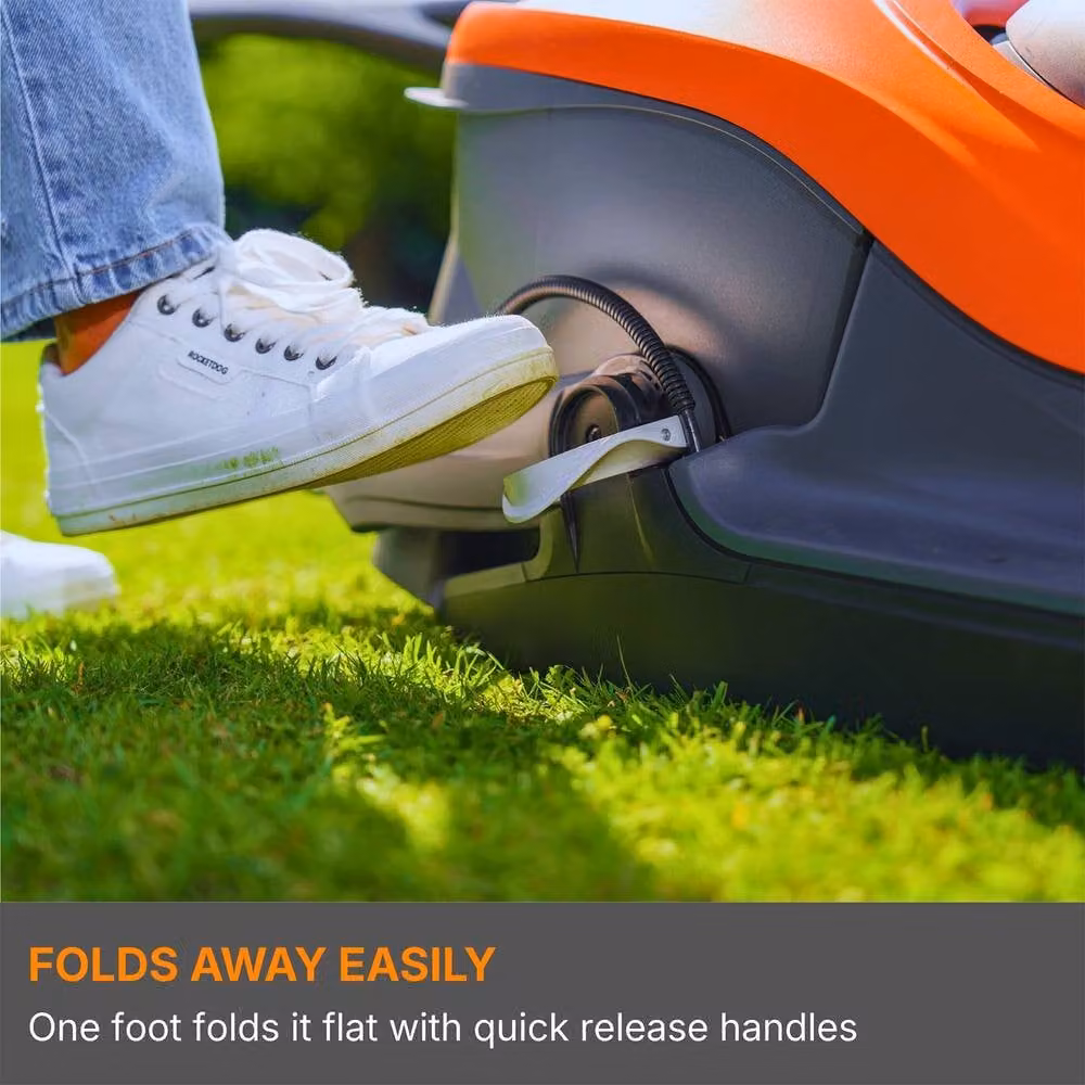 Flymo EasiHover 300 36V Cordless Hover Lawnmower in Orange with Rechargeable Battery and Collection Bag – 7