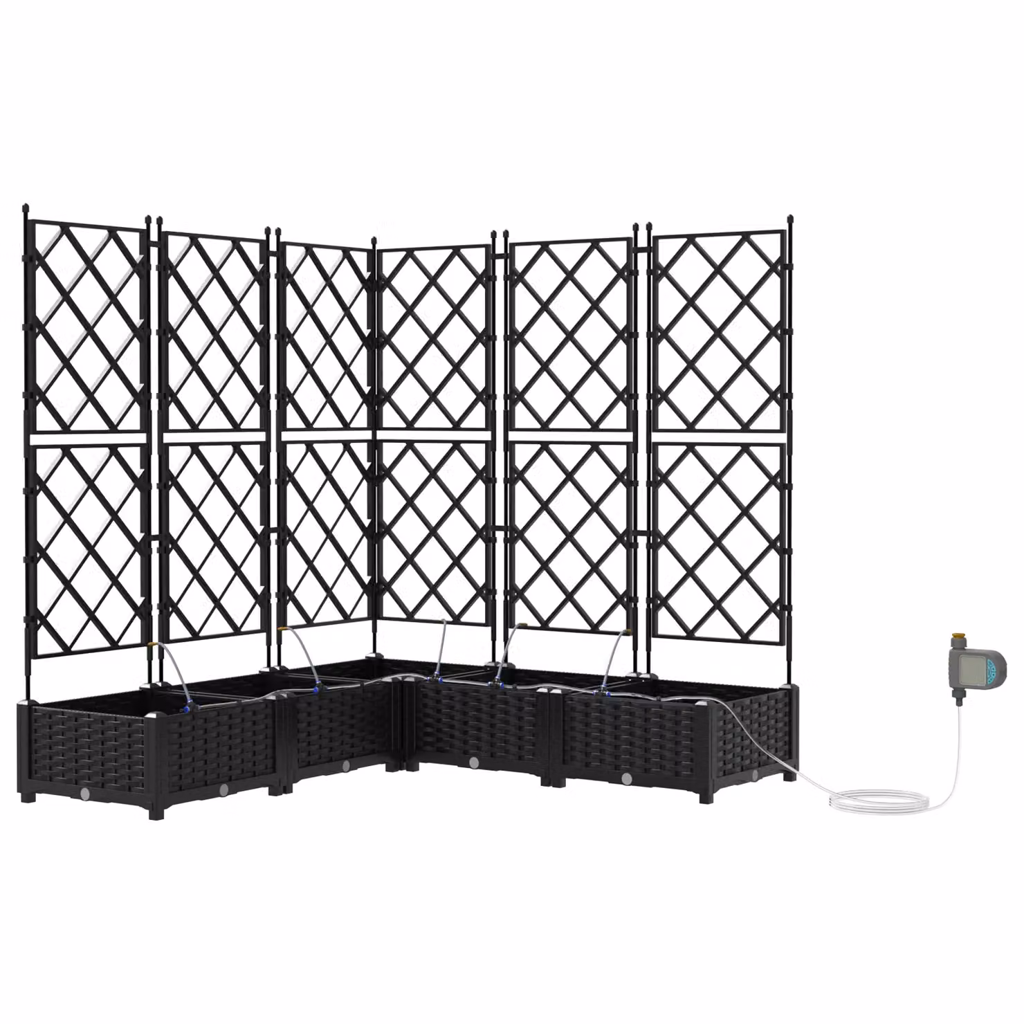 Berkfield Home 5 Piece Black Garden Planter Set with Water Irrigation System – 2