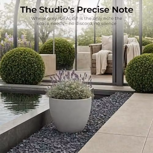 IDEALIST Set of 3 Grey Stone Outdoor Plant Pots, 30cm Diameter, 19l Volume – 5