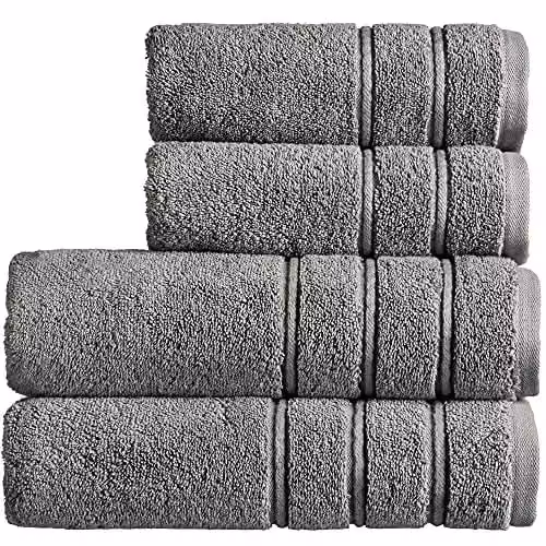 Christy Antalya 4 Piece Luxury Turkish Cotton Towel Set in Grey, 600GSM – 1