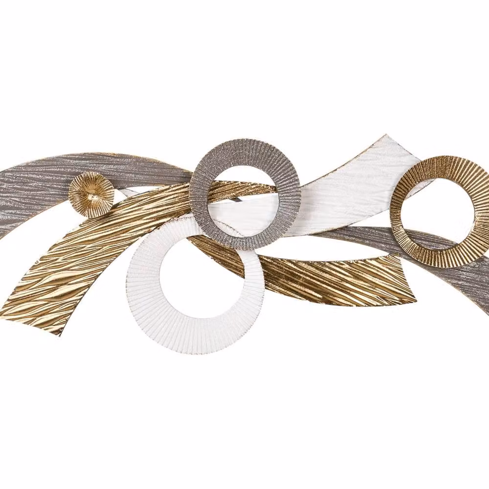 Wyld and Coco Gold Geometric Metal Wall Art - Abstract Round Design, W/D/H: 90 x 90 x 3.1 cm – 2