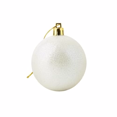 Shatchi White Round Glitter Christmas Bauble Hanging Ornament, Diameter: 20 cm – 1