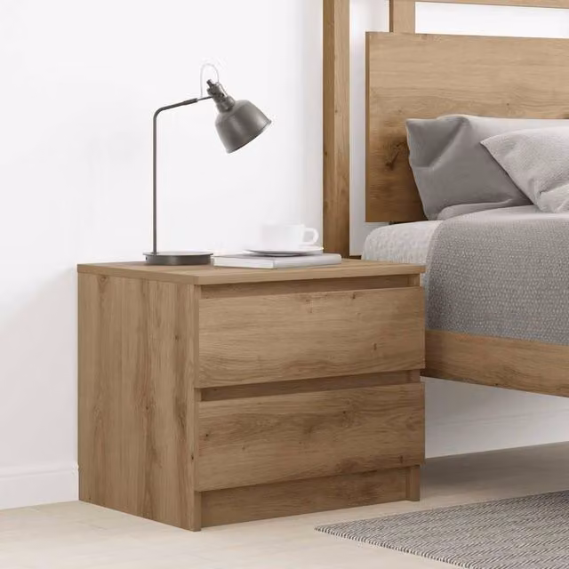 Berkfield Home Timeless Bedside Cabinet in Artisan Oak Brown, W/D/H: 50 x 40 x 43.5 cm
