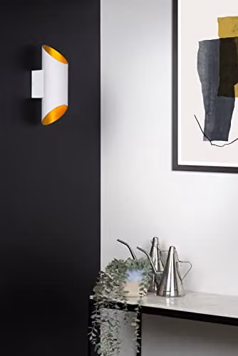 Lucide Quirijn White Metal Cylinder Wall Light with Up and Down Lighting, Diameter: 10 cm – 2