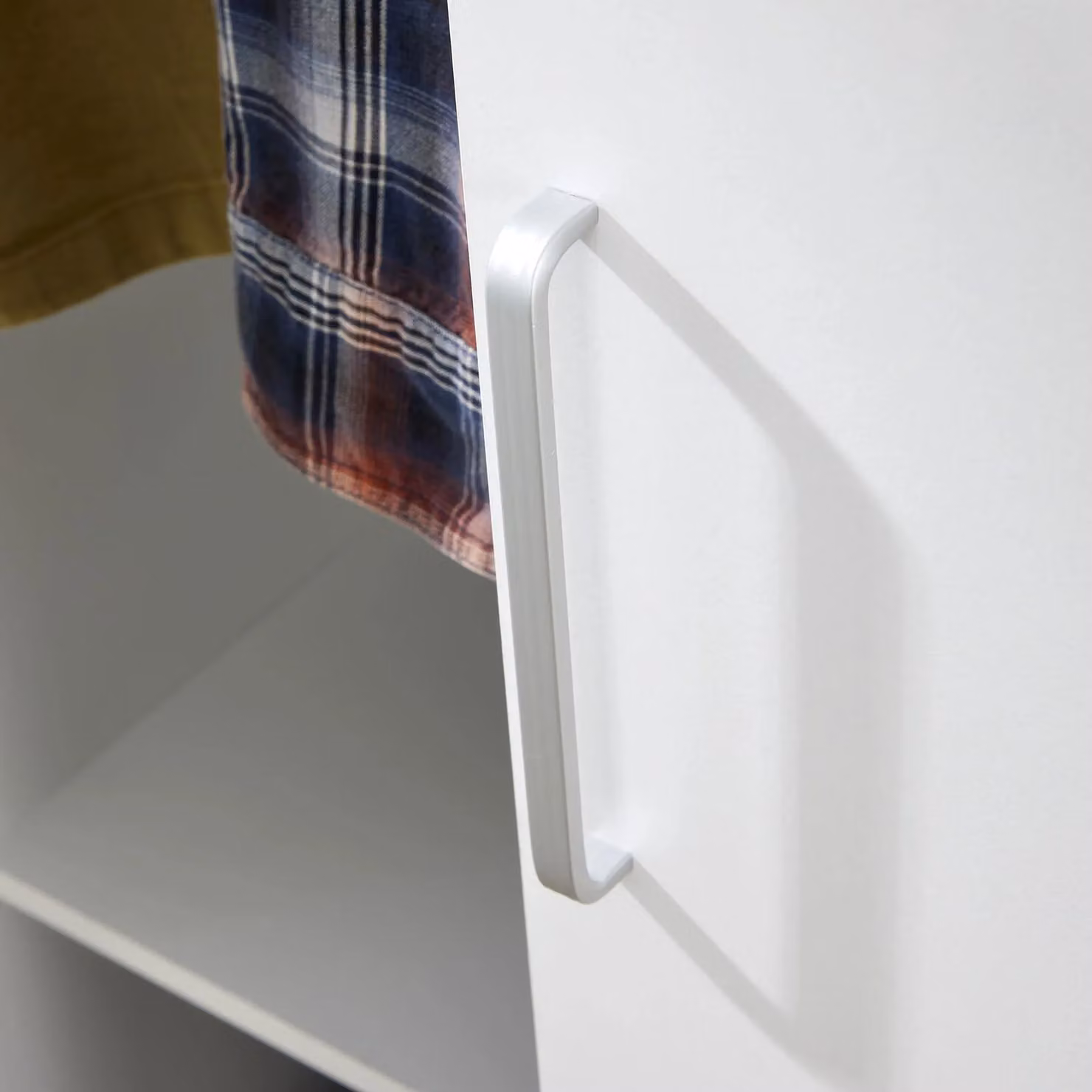 Home Source Raya White Sliding Door Wardrobe with Hanging Rail and Internal Shelves, H 182 x W 120 x D 50 cm – 3
