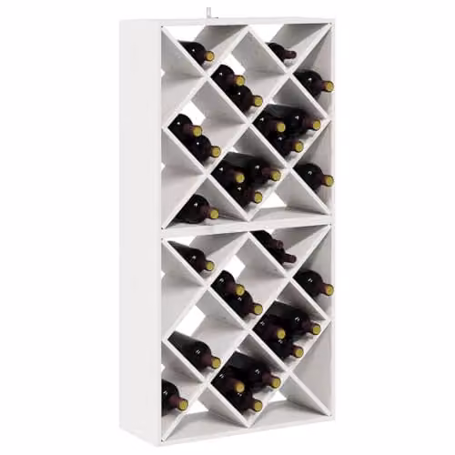 vidaXL Set of 2 Rustic White Solid Pine Wood Wine Racks, W/D/H: 62 x 25 x 62 cm
